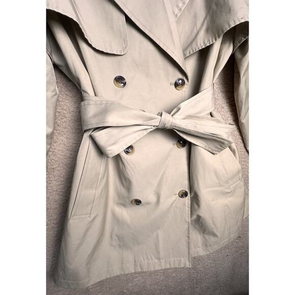 The Limited Y2K Beige Double Breasted Trench Coat Women's Sz L Rain flap Lined - Picture 3 of 16